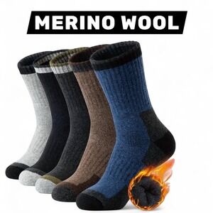 Unisex‎ 90% Merino Warm Durable Mid-Crew Super Thick Hiking Socks US 7-13 5pk